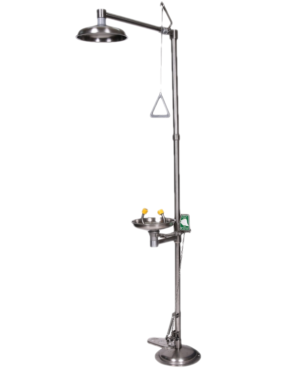 COMBINE LAVE-YEUX ET DOUCHE DE SECURITE ACIER GALVANISE PEINT