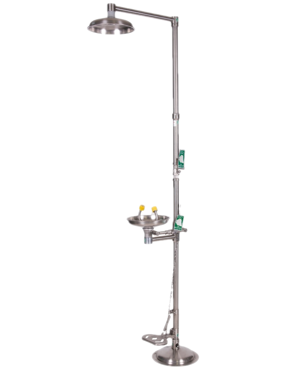 COMBINE LAVE-YEUX ET DOUCHE DE SECURITE ACIER INOXYDABLE